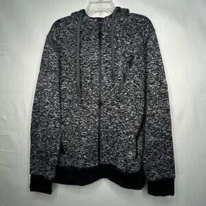 RK7 Black Marled Full Zip Hoodie Mens L Fleece Lined Tech Knit Jacket Athleisure